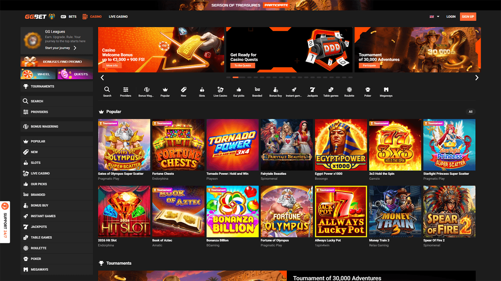 GGBet Casino Homepage in Slovenia